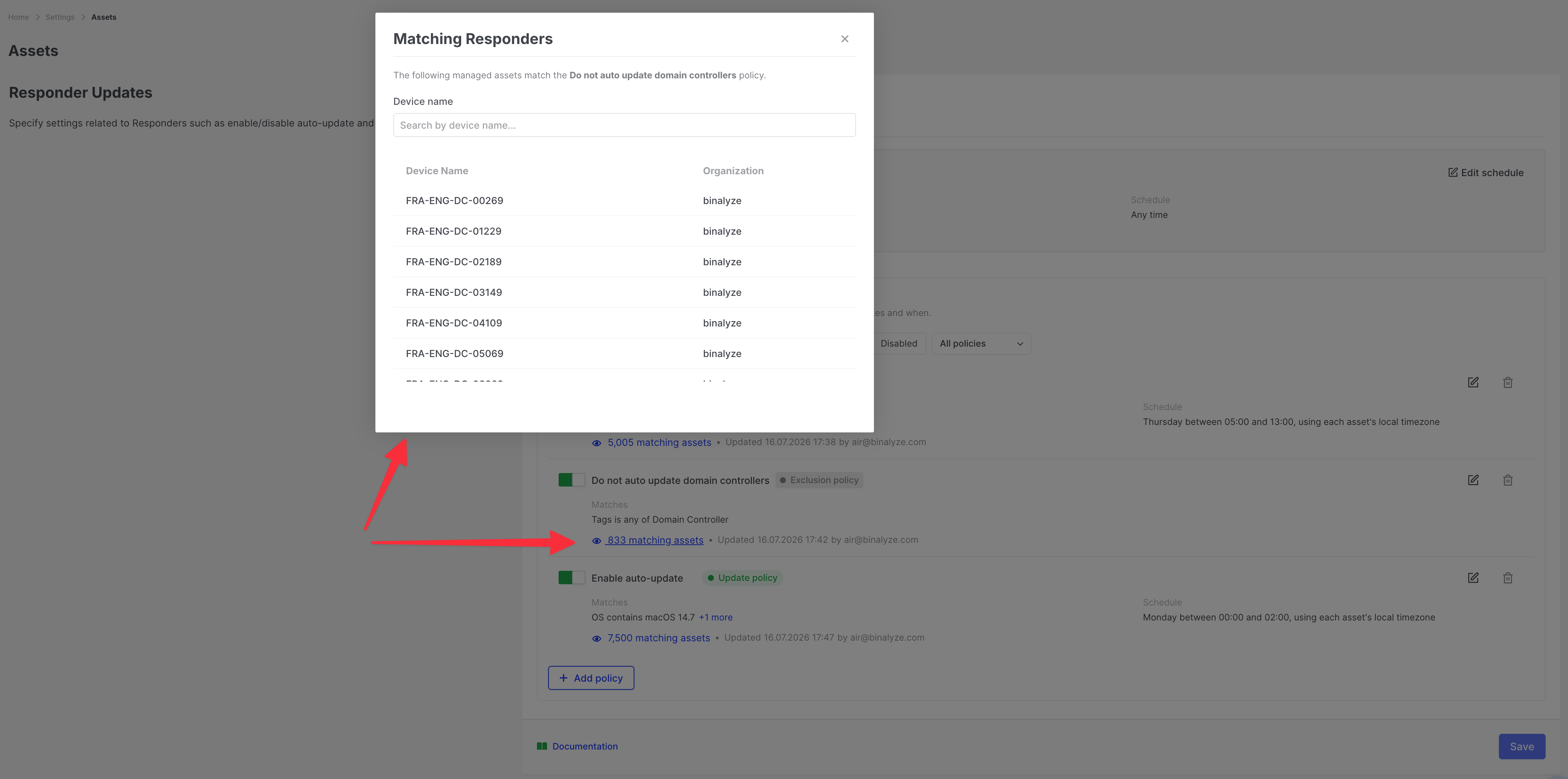 Responder Updates: Matching Responders list